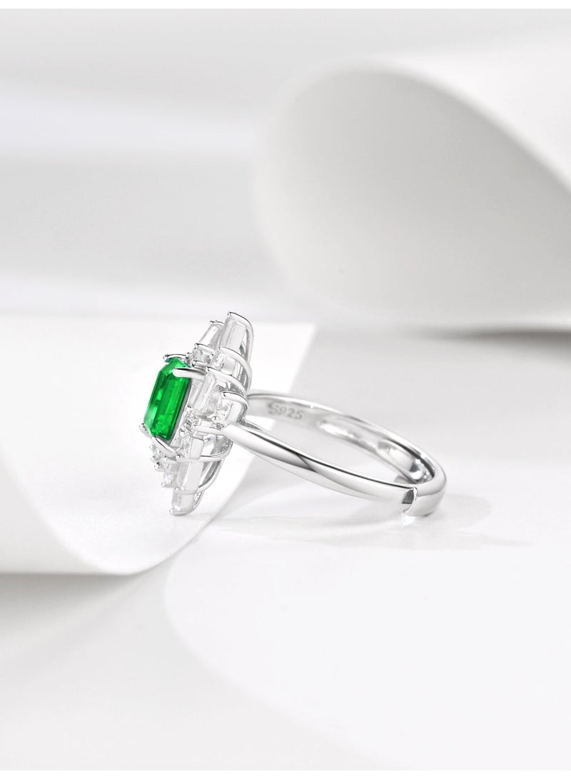 Field Fashio ring Artificially cultivated gemstone ring - emerald ringi for girls - Image 4
